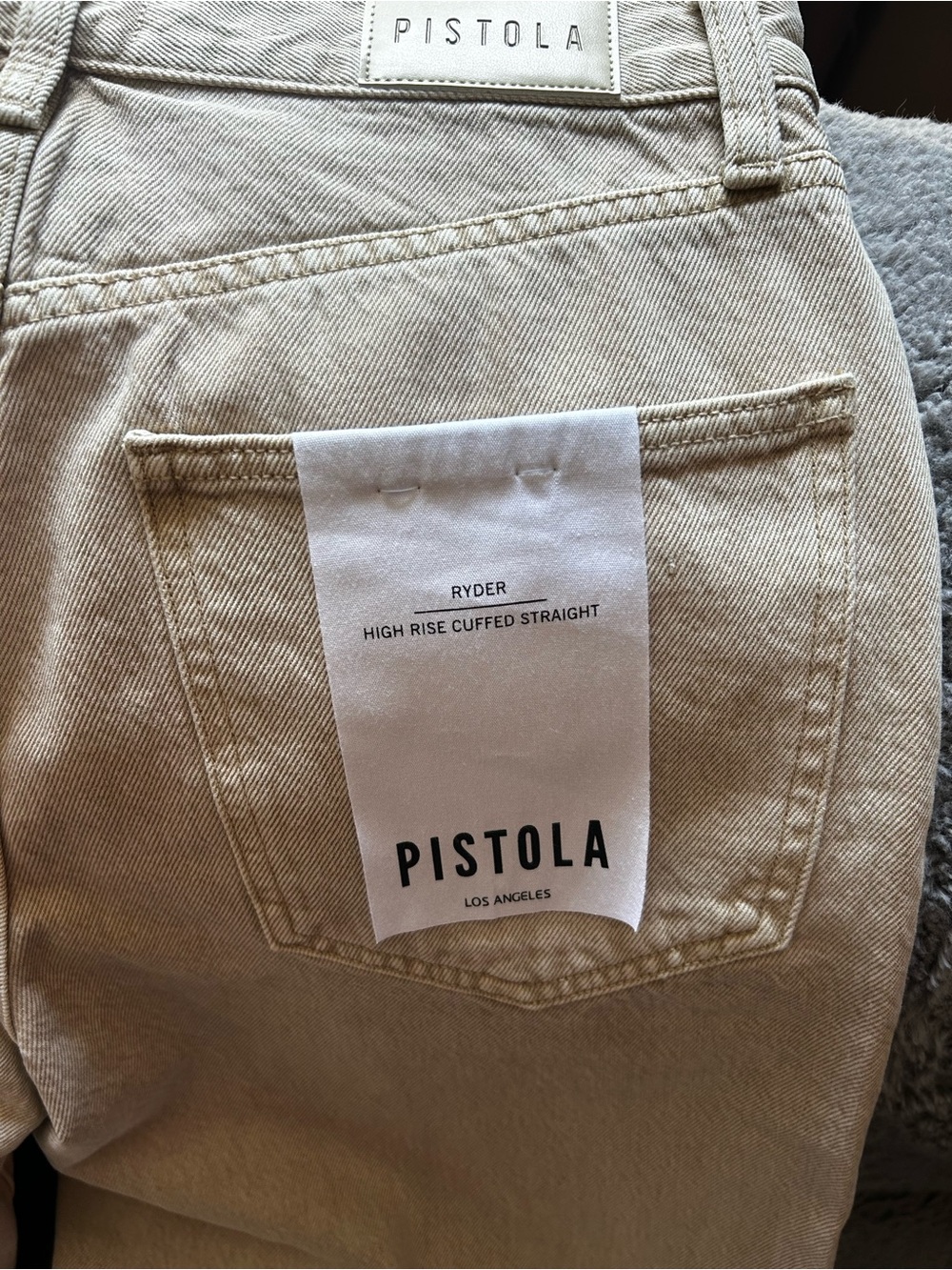 Pistola Ryder High-Rise Straight Jeans in Beige SIZE 28